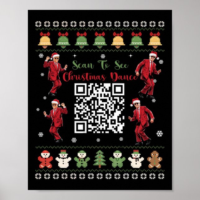 Qr Trump Dance Code President Dance Code Christmas Poster (Front)