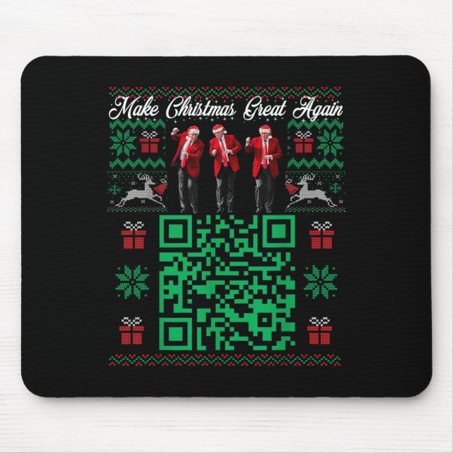 Qr Trump Dance Code Santa Trump Make Christmas Gre Mouse Pad (Front)