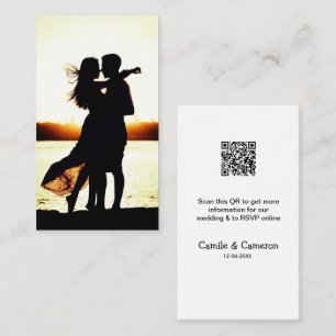 QR WEDDING WEBSITE add photoname date black white Enclosure Card