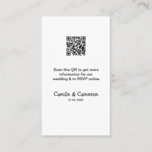 QR WEDDING WEBSITE add photoname date black white  Enclosure Card