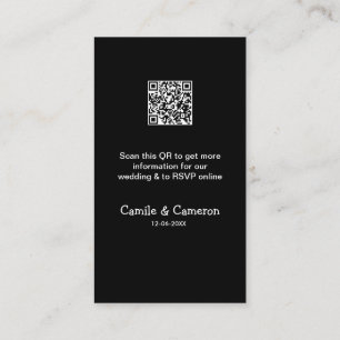 QR WEDDING WEBSITE add photoname date black white Enclosure Card