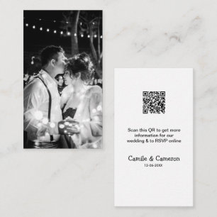 QR WEDDING WEBSITE add photoname date black white Enclosure Card