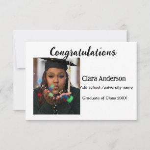 QR white black photo classic eleg graduation Card