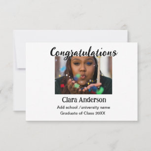 QR white black photo classic eleg graduation Card
