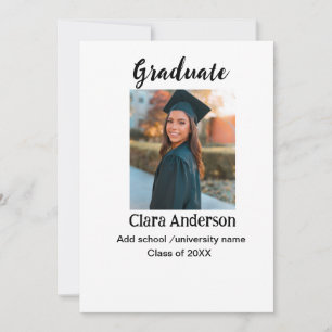 QR white black photoclassic graduation annoucement Announcement