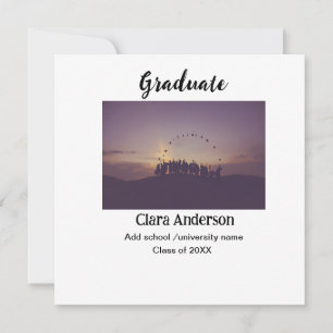 QR white black photoclassic graduation annoucement Card