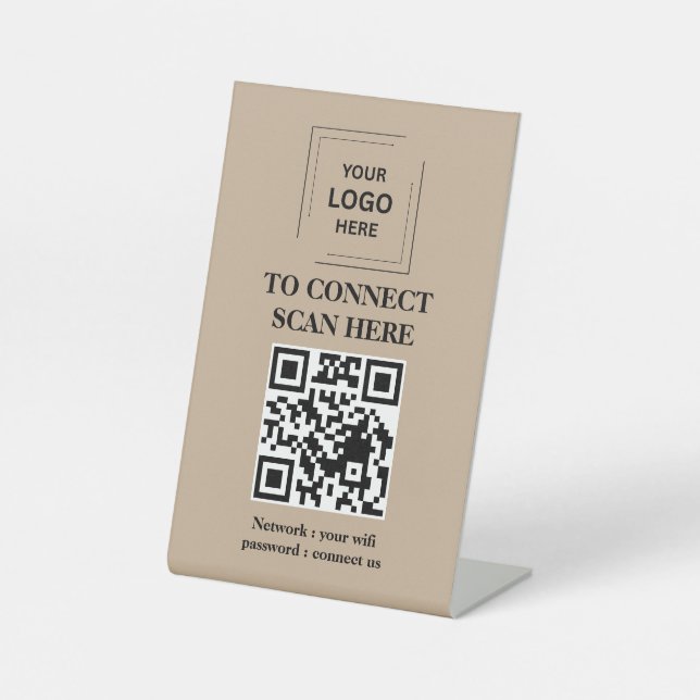 QR WiFi Tabletop Scan Connect Sign (Front)