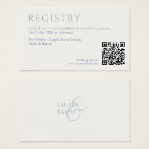 QRBlue and White Gift Registry Enclosure Card
