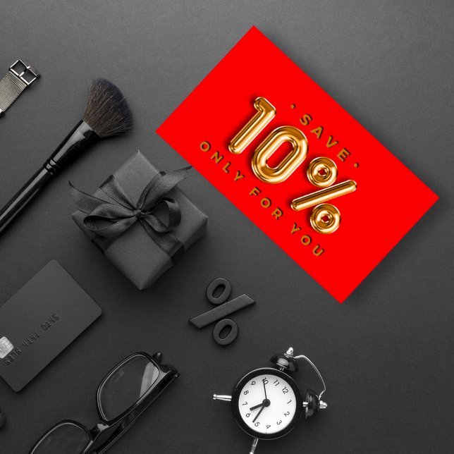 QRCODE 10%OFF Discount Online ShopEtsyRed Gold Business Card (Creator Uploaded)