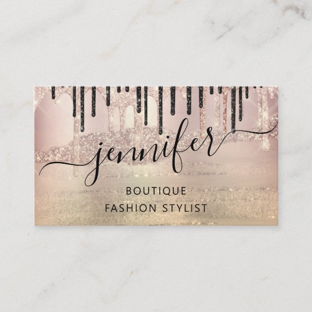  QRCode Logo Abstract Online Shop Rose Gold Grunge Business Card (Front)