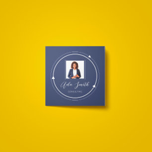 QRCode Logo Custom Custom Photo Circle Blue Navy Square Business Card