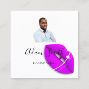 QRCode Logo Custom Custom Photo Makeup Artist Square Business Card