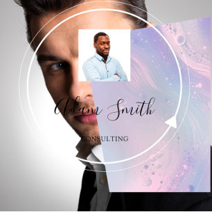 QRCode Logo Custom Custom Photo Purple  Square Business Card