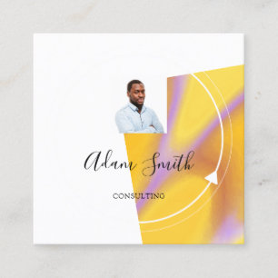 QRCode Logo Custom Custom Photo Yellow White Square Business Card