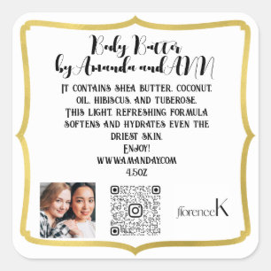 QRCODE LOGO PHOTO PRODUCT DESCRIPTION BUTTER FRAME SQUARE STICKER