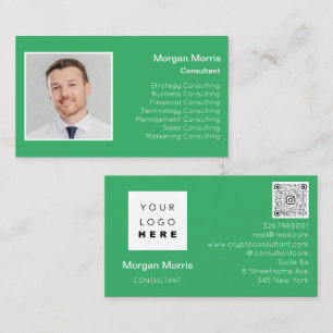 QRCode Logo Photo Professional Company Green Business Card