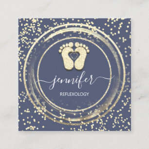 QRCode Logo Reflexology Foot Massage Feet Blue Square Business Card