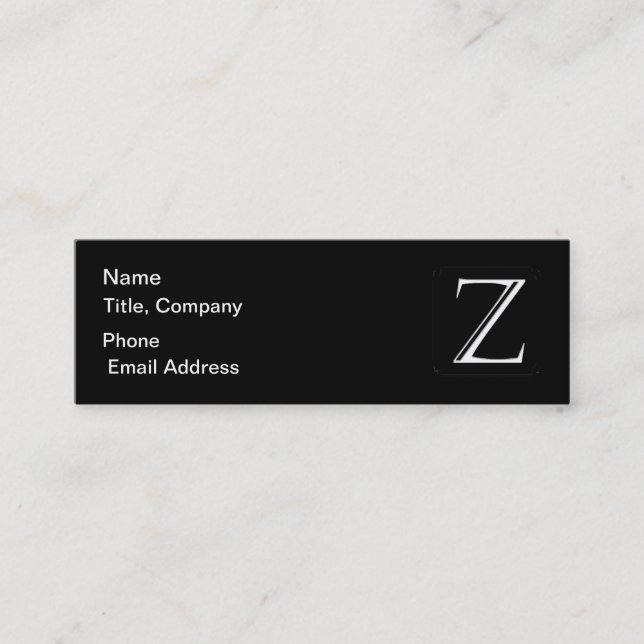 QRCode Monogram Skinny Biz Card (Front)