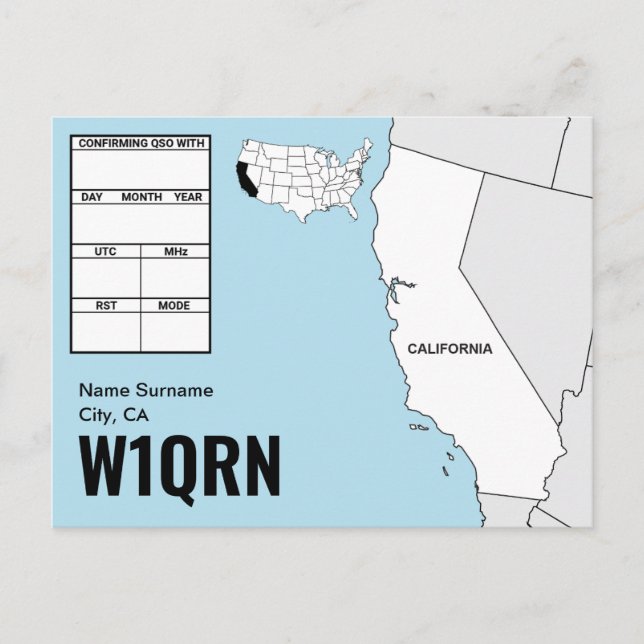 QSL Card California Map (Front)
