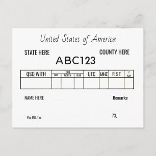 QSL Card Ham Radio Amateur Operators Contacts
