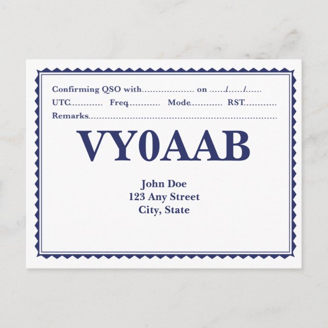QSL Card Retro Patterned Border (Front)