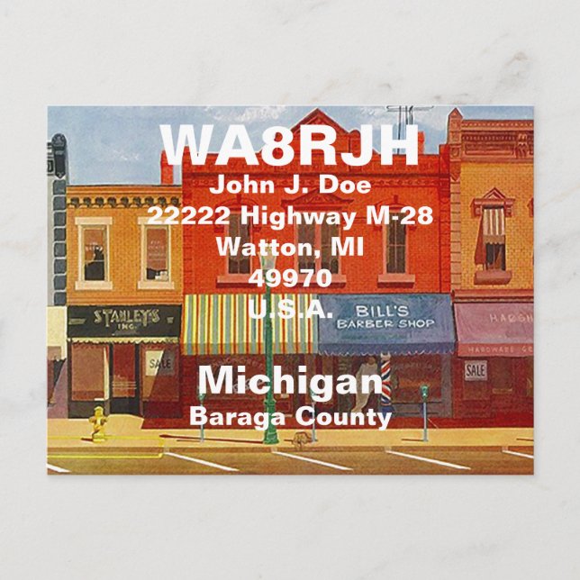 QSL Postcards HAM Radio Ops Quaint Small Town Strs (Front)