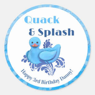 Quack and Splash Duck 3rd Birthday Classic Round Sticker