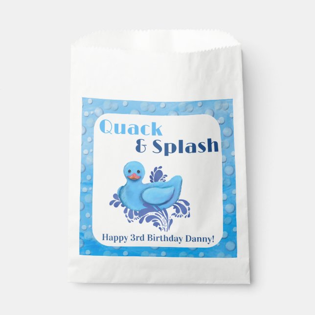 Quack and Splash Duck 3rd Birthday Favour Bags (Front)