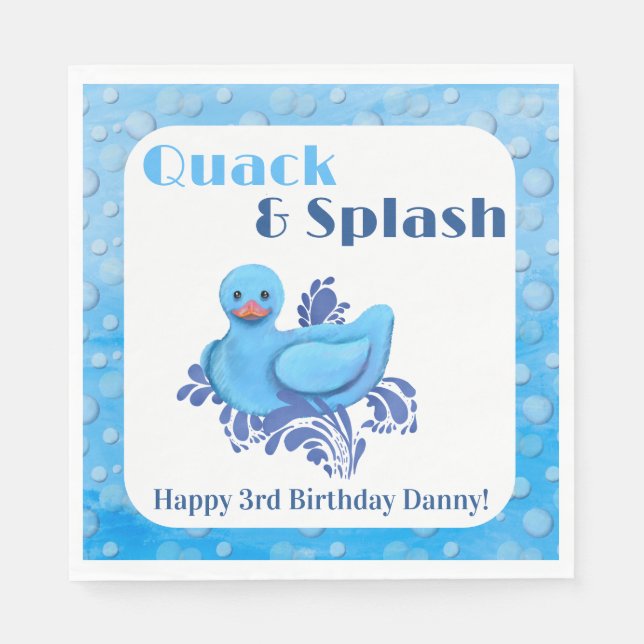 Quack and Splash Duck 3rd Birthday Napkin (Front)