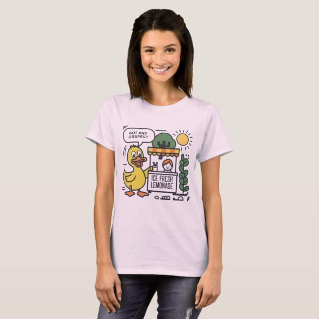 Quack for Grapes | Funny Duck at Lemonade Stand  T-Shirt (Front Full)