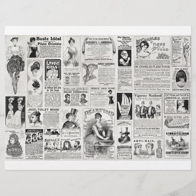 Quack Medicine Ads Victorian Background Paper (Front)