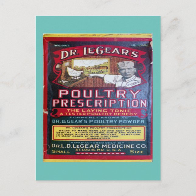Quack Medicine Cure Old Vintage Chicken Tonic Postcard (Front)