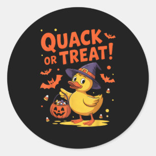Quack Or Treat Funny Rubber Duck Duckie Halloween Classic Round Sticker