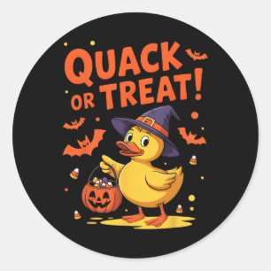 Quack Or Treat Funny Rubber Duck Duckie Halloween  Classic Round Sticker