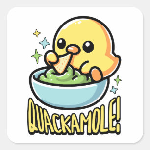 Quackamole! Cute Guacamole Duck Pun Square Sticker