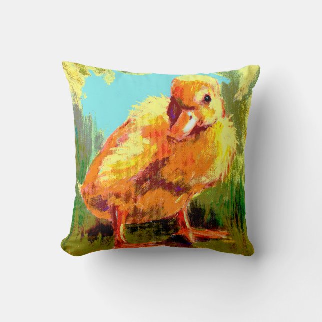 Quackers Yellow Fuzzy Duckling Pillow (Front)