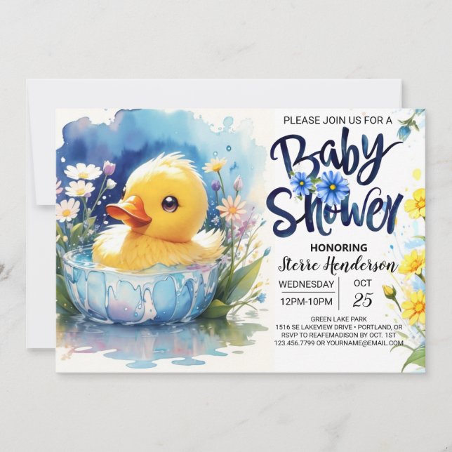 Quacking Duck Cute Baby Shower invitation (Front)