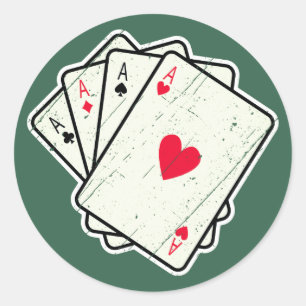 Quad Aces: All 4 Lucky Ace Cards Classic Round Sticker