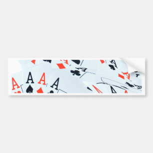 Quad Aces Poker Cards Pattern, Bumper Sticker