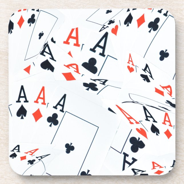 Quad Aces Poker Cards Pattern, Coaster (Front)