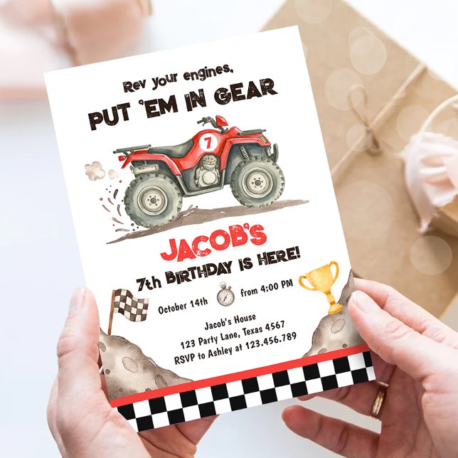 Quad ATV Dirt Track Off Road Racing Boy Birthday Invitation (Creator Uploaded)