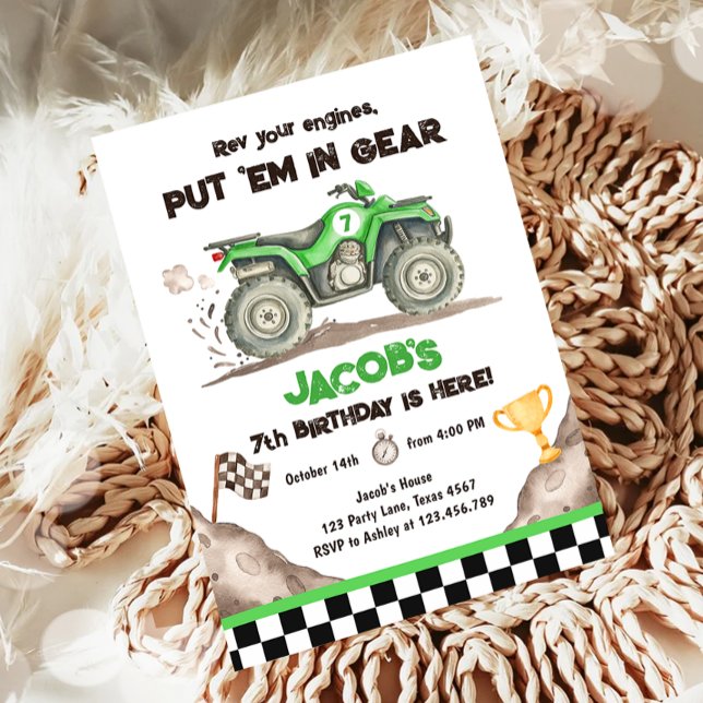 Quad ATV Dirt Track Off Road Racing Boy Birthday Invitation (Creator Uploaded)