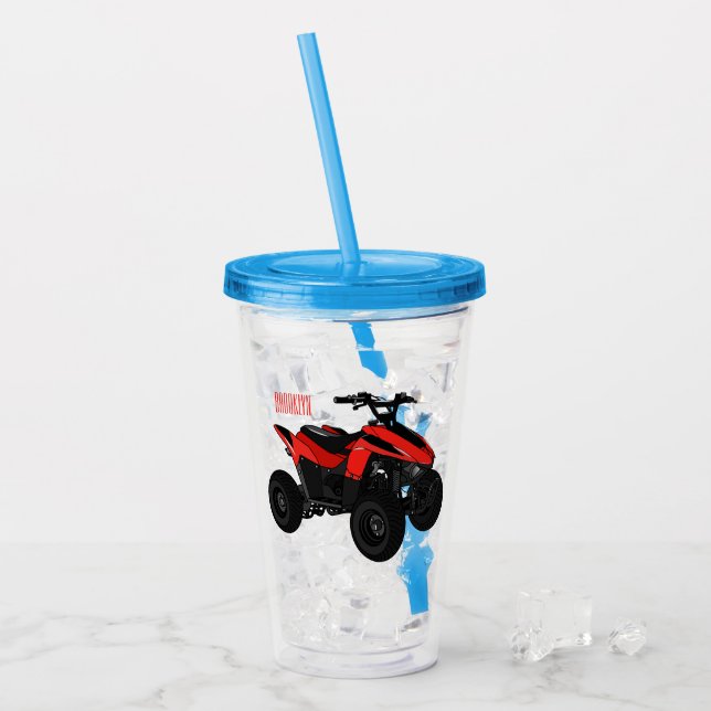 Quad bike atv cartoon illustration  acrylic tumbler (Front Ice)