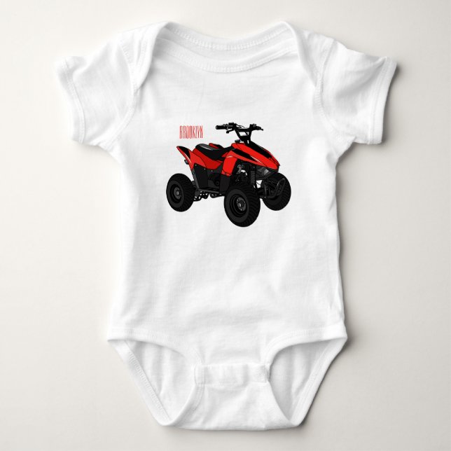 Quad bike atv cartoon illustration  baby bodysuit (Front)