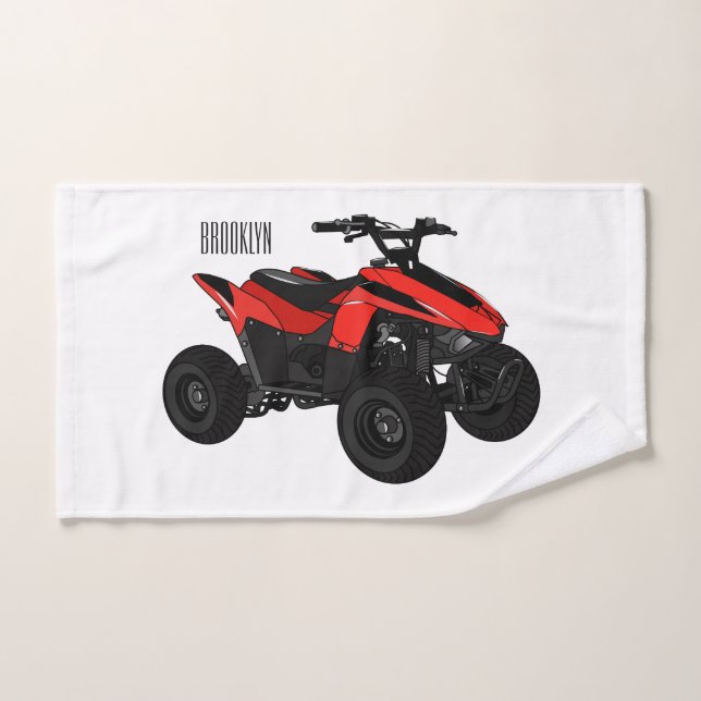 Quad bike atv cartoon illustration  bath towel set (Hand Towel)