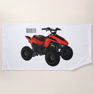 Quad bike atv cartoon illustration beach towel