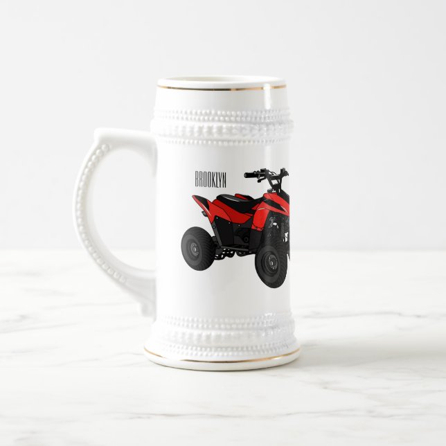 Quad bike atv cartoon illustration  beer stein (Left)