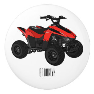 Quad bike atv cartoon illustration ceramic knob