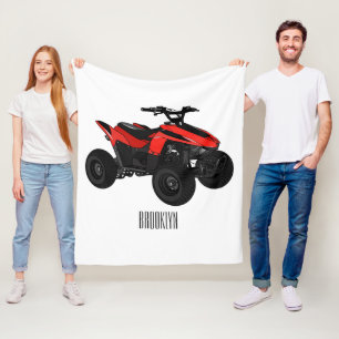 Quad bike atv cartoon illustration  fleece blanket