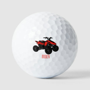 Quad bike atv cartoon illustration golf balls